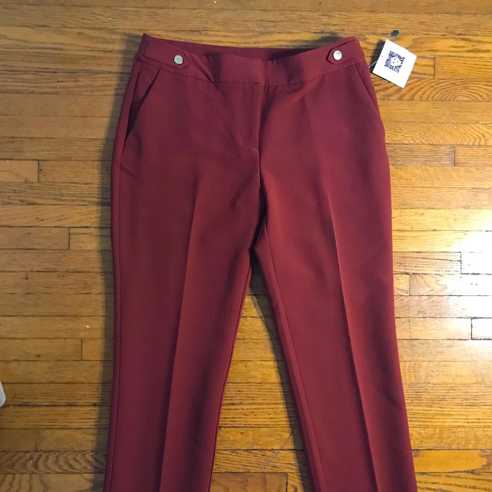 NWT Anne Klein Madder Brown Trouser Pants Sz 4